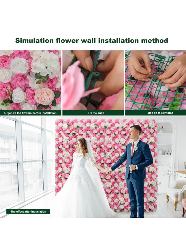 White- Pink Artificial Flowers Backdrop Panels