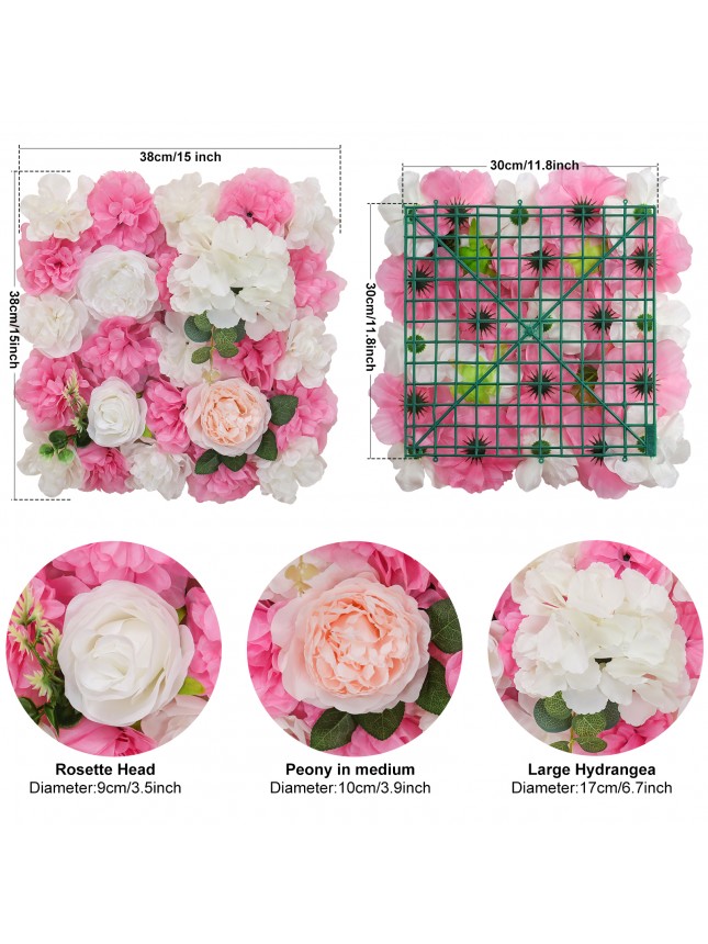 White- Pink Artificial Flowers Backdrop Panels